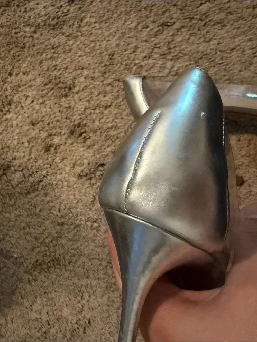 SCHUTZ Silver Pointed-Toe Pumps with Clear Panels